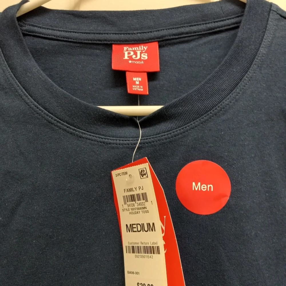 Macy's Mens Holiday Pajama Set Blue Medium Christmas Family PJs Matching - Picture 4 of 15